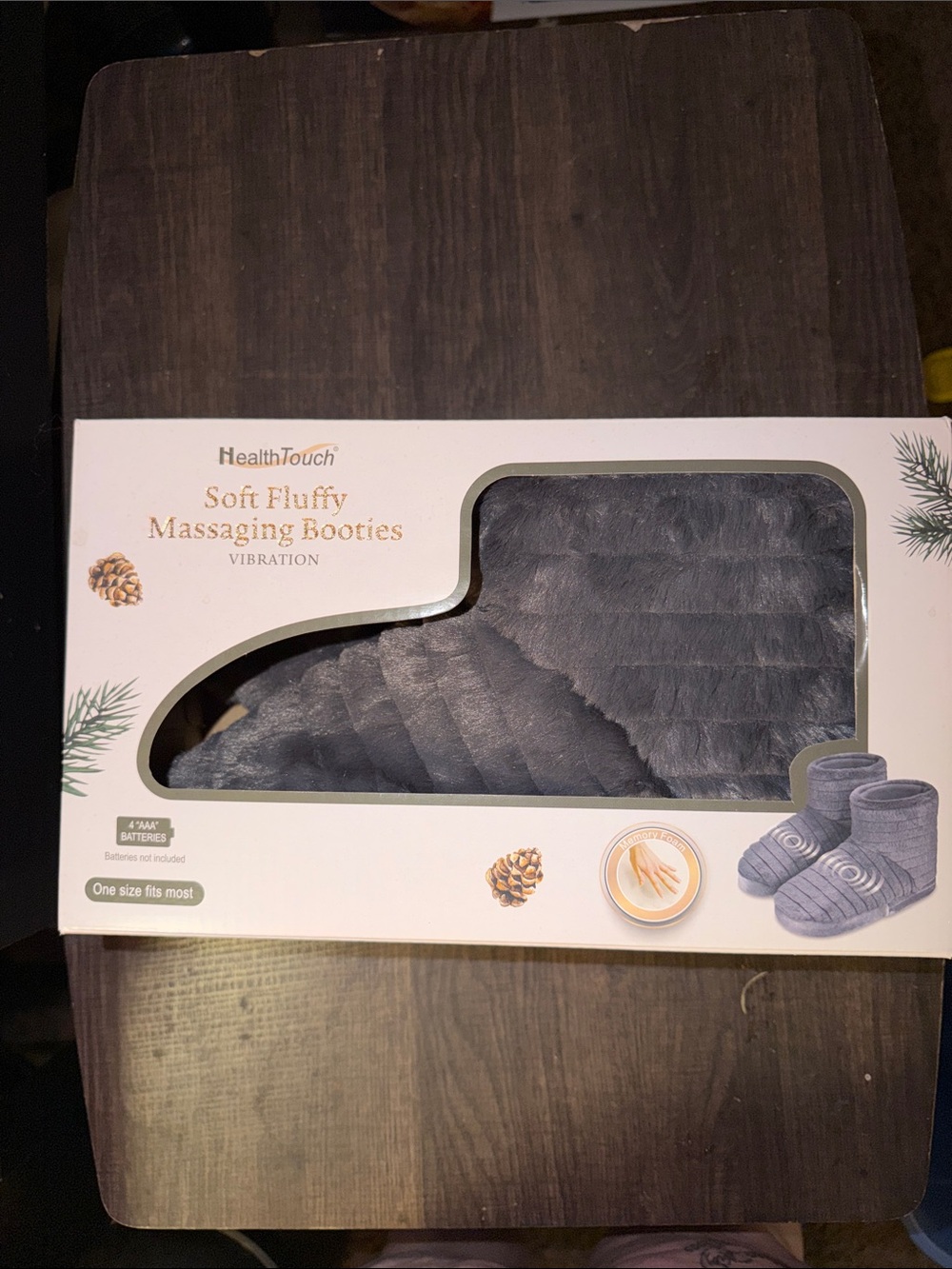 HealthTouch Soft Fluffy Massaging Booties in Gray - Cozy Vibration Relief